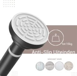 Qproducts Gordijnroede Zonder Boren - 65 Tot 100 Cm - Uitschuifbaar Douchegordijnstang - Uitschuifbare Klemstang - Metaal Zwart -Badkamerproducten 1200x1189 5