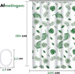 VAIVE Douchegordijn Groen 180x200 - Anti Schimmel - Douchegordijnen - Ringen -Badkamerproducten 1200x1190 3