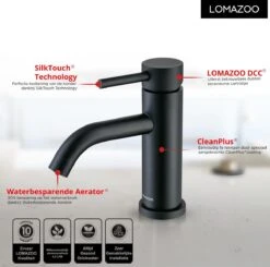LOMAZOO Wastafelkraan Zwart Nova - Zwarte Wastafelkraan - Badkamerkraan Zwart - Zwarte Badkamerkraan -Badkamerproducten 1200x1190 5