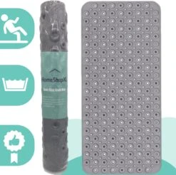 The Original - Douchemat Antislip - Grijs - 88x40cm - Antislipmat Badmat Voor Bad & Douche - Anti Slip Mat Met Zuignappen