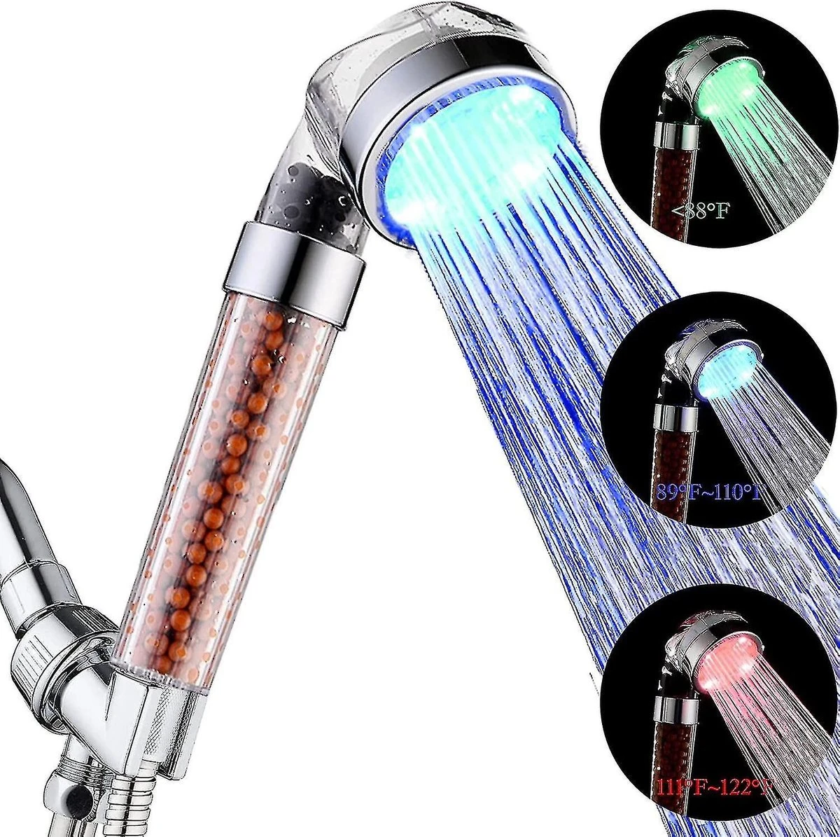Iridescent Douchekop LED Verlichting – Waterbesparende Douchekop – Hoge Druk Transparant 1 Iridescent Douchekop LED Verlichting – Waterbesparende Douchekop – Hoge Druk Transparant