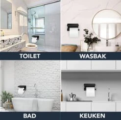 Toiletrolhouder Met Plankje - Zelfklevend Of Boren - WC Rolhouder - Incl. Handdoekhaakjes - Zwart 11 Toiletrolhouder Met Plankje - Zelfklevend Of Boren - WC Rolhouder - Incl. Handdoekhaakjes - Zwart -Badkamerproducten 1200x1196 2