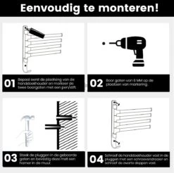 Tolussa Handdoekrek Badkamer Zwart - 30 CM - Handdoekhouder Zwart - Handdoekenrek Badkamer - Draaibaar -Badkamerproducten 1200x1196