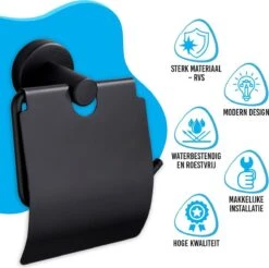 Sanics Toiletrolhouder Zwart Met Klep - WC Rolhouder RVS Inclusief Montage Set - Closetrolhouder -Badkamerproducten 1200x1197 1