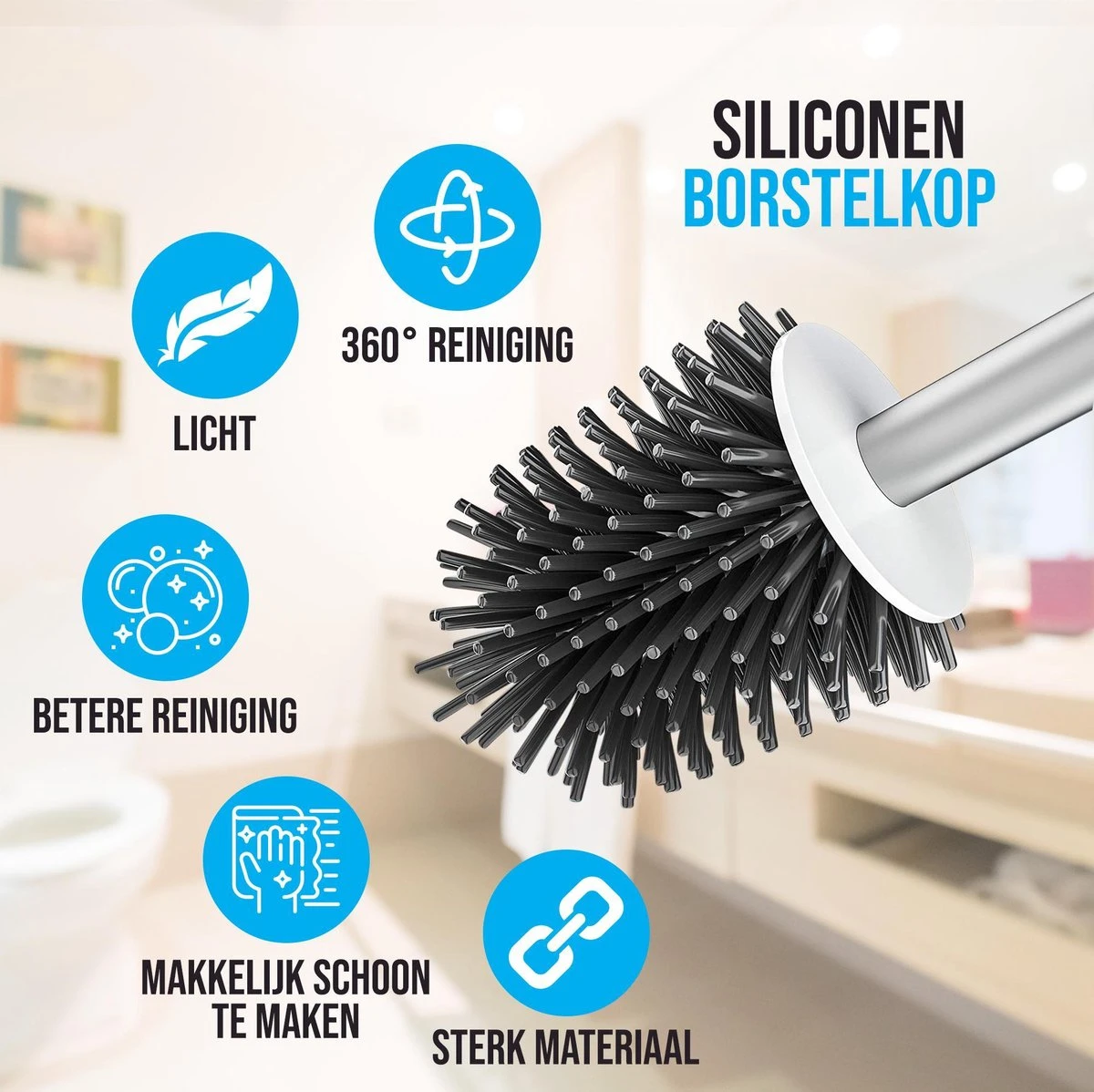 Strex Toiletborstel Siliconen Met Houder - Sneldrogend, Hygiënisch & Antibacteriële Werking - WC Borstel - Toilet Borstel Houder 5 Strex Toiletborstel Siliconen Met Houder - Sneldrogend, Hygiënisch & Antibacteriële Werking - WC Borstel - Toilet Borstel Houder - Afbeelding 5