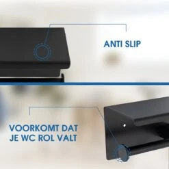 Toiletrolhouder Met Telefoonhouder - Zelfklevend / Boren / Zonder Boren - Incl. Handdoekhaakjes - WC Rolhouder - Zwart -Badkamerproducten 1200x1199 1