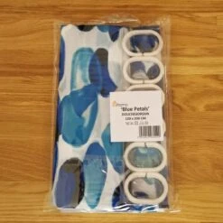 Douchegordijn 120x200 Cm (Small) - Met Ophangringen - Polyester - Wasbaar En Duurzaam - Blue Petals -Badkamerproducten 1200x1199 12