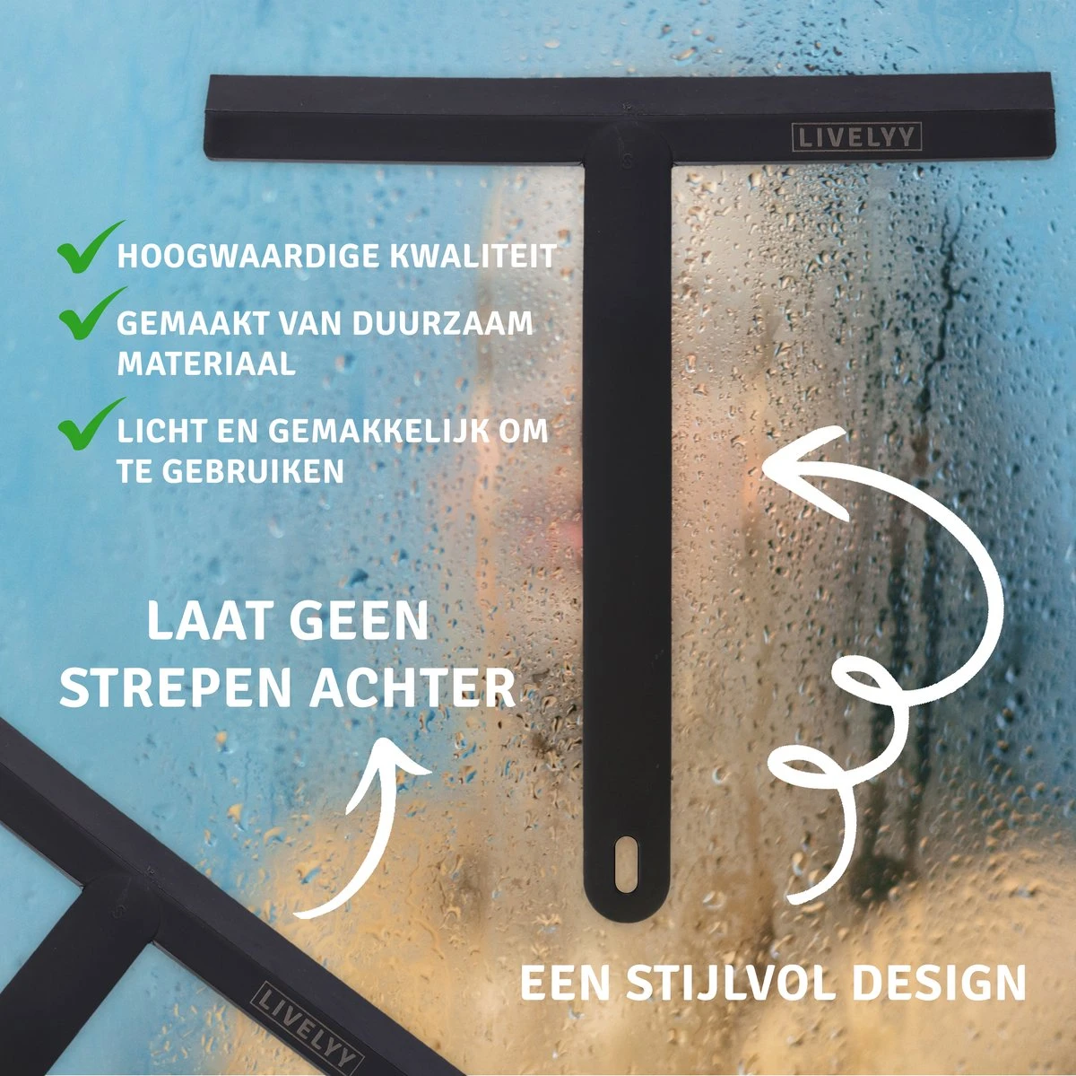 LIVELYY - Professionele Douchewisser - Raamwisser - Douche Trekker - Douchewissers - Zwart 3 LIVELYY - Professionele Douchewisser - Raamwisser - Douche Trekker - Douchewissers - Zwart - Afbeelding 3