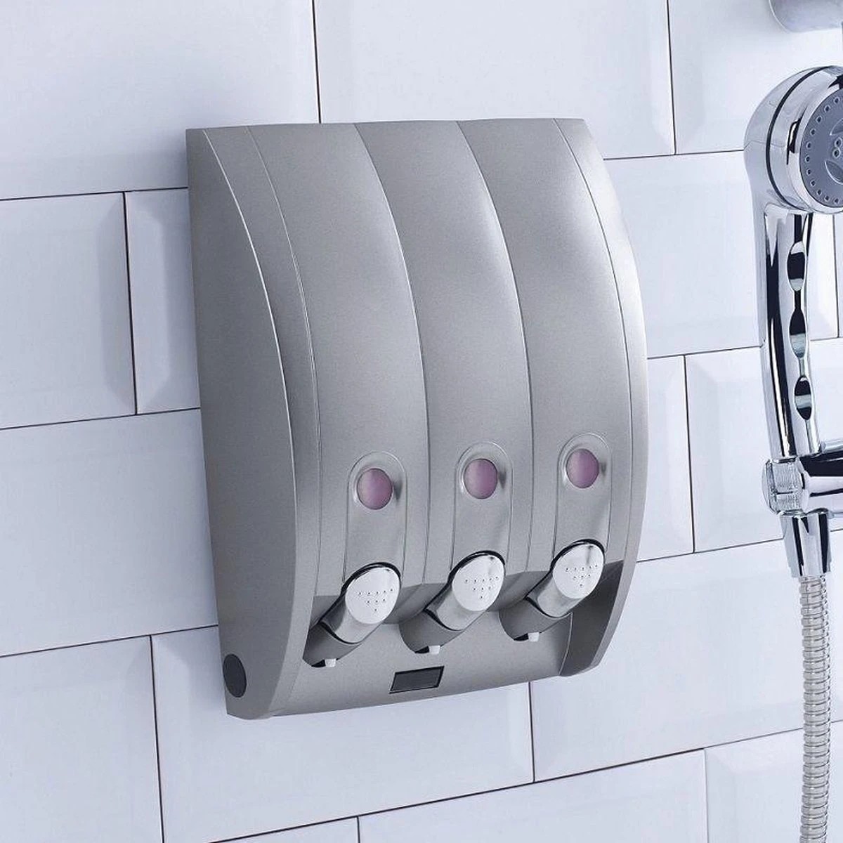 Zeepdispenser - Muur - Zeeppompje - 3 Kamer - 3 Reservoirs - 3 X 350ml - Hangend - Wandmontage 3 Zeepdispenser - Muur - Zeeppompje - 3 Kamer - 3 Reservoirs - 3 X 350ml - Hangend - Wandmontage - Afbeelding 3