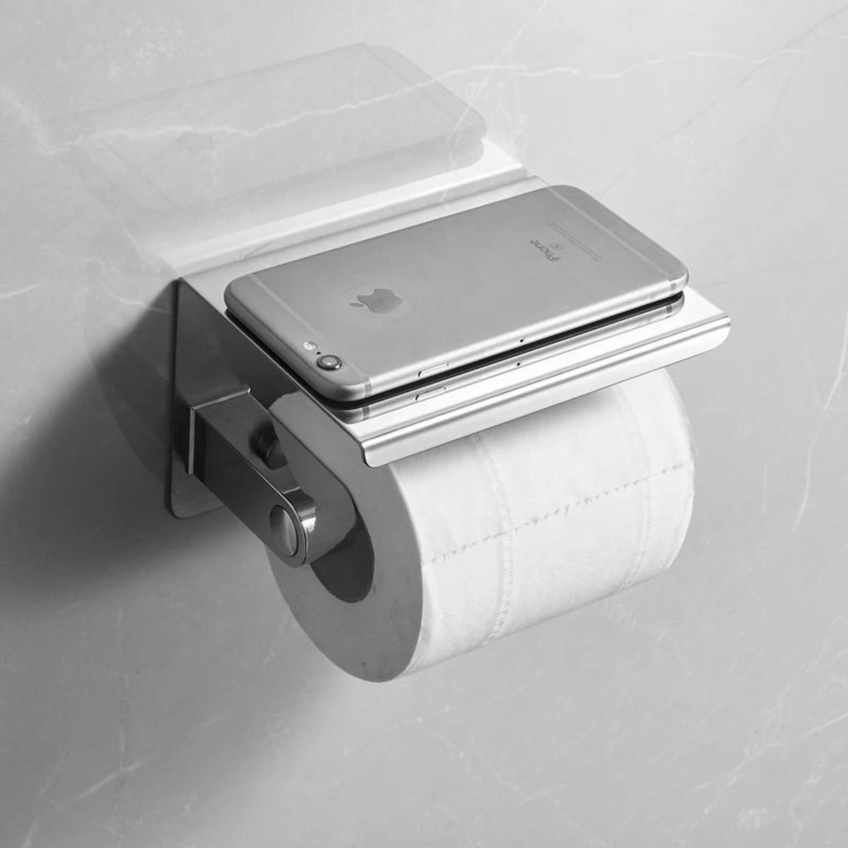 Merkloos TOJ Toiletrolhouder Met Plankje - WC Rolhouder - Toiletrolhouder Zilver/Chrome - Planchet Badkamer - Toiletrolhouder - RVS 2 Merkloos TOJ Toiletrolhouder Met Plankje - WC Rolhouder - Toiletrolhouder Zilver/Chrome - Planchet Badkamer - Toiletrolhouder - RVS - Afbeelding 2
