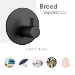 Merkloos Handdoekhaakjes Set Zelfklevend Handdoekhouders Voor Badkamer En Keuken - 4 Stuks - RVS Mat Zwart -Badkamerproducten 1200x1200 1089