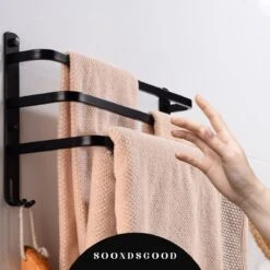 Merkloos Soondsgood Luxe 3 Laags Handdoekrek - Zelfklevend Of Boren - Zwart - Eenvoudige Installatie - Badkamer - Handdoekenrek - Handdoekhouder - 30x14x25cm -Badkamerproducten 1200x1200 1094