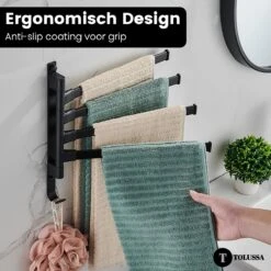 Tolussa Handdoekrek Badkamer Zwart - 30 CM - Handdoekhouder Zwart - Handdoekenrek Badkamer - Draaibaar -Badkamerproducten 1200x1200 110