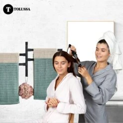 Tolussa Handdoekrek Badkamer Zwart - 30 CM - Handdoekhouder Zwart - Handdoekenrek Badkamer - Draaibaar -Badkamerproducten 1200x1200 111