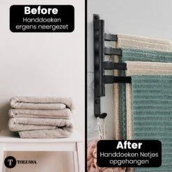 Tolussa Handdoekrek Badkamer Zwart - 30 CM - Handdoekhouder Zwart - Handdoekenrek Badkamer - Draaibaar -Badkamerproducten 1200x1200 112