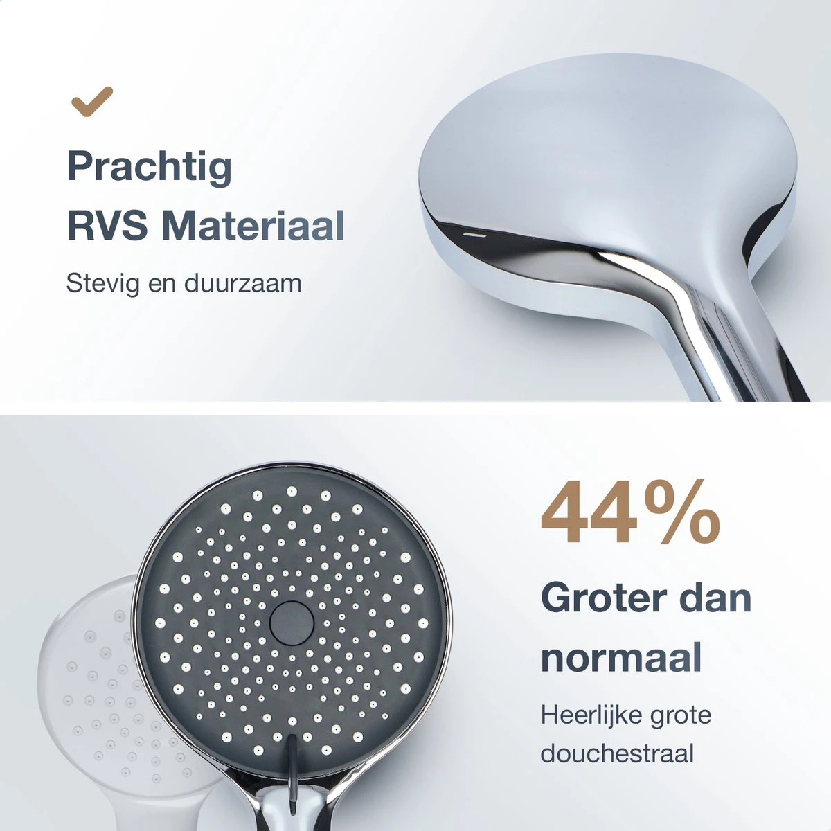 MaatWorkz - Waterbesparende Douchekop + Douchetimer - Handdouche - Hoge Druk - Luxe Design - Regendouche - ø 13 CM - 3 Standen - Chrome 3 MaatWorkz - Waterbesparende Douchekop + Douchetimer - Handdouche - Hoge Druk - Luxe Design - Regendouche - ø 13 CM - 3 Standen - Chrome - Afbeelding 3