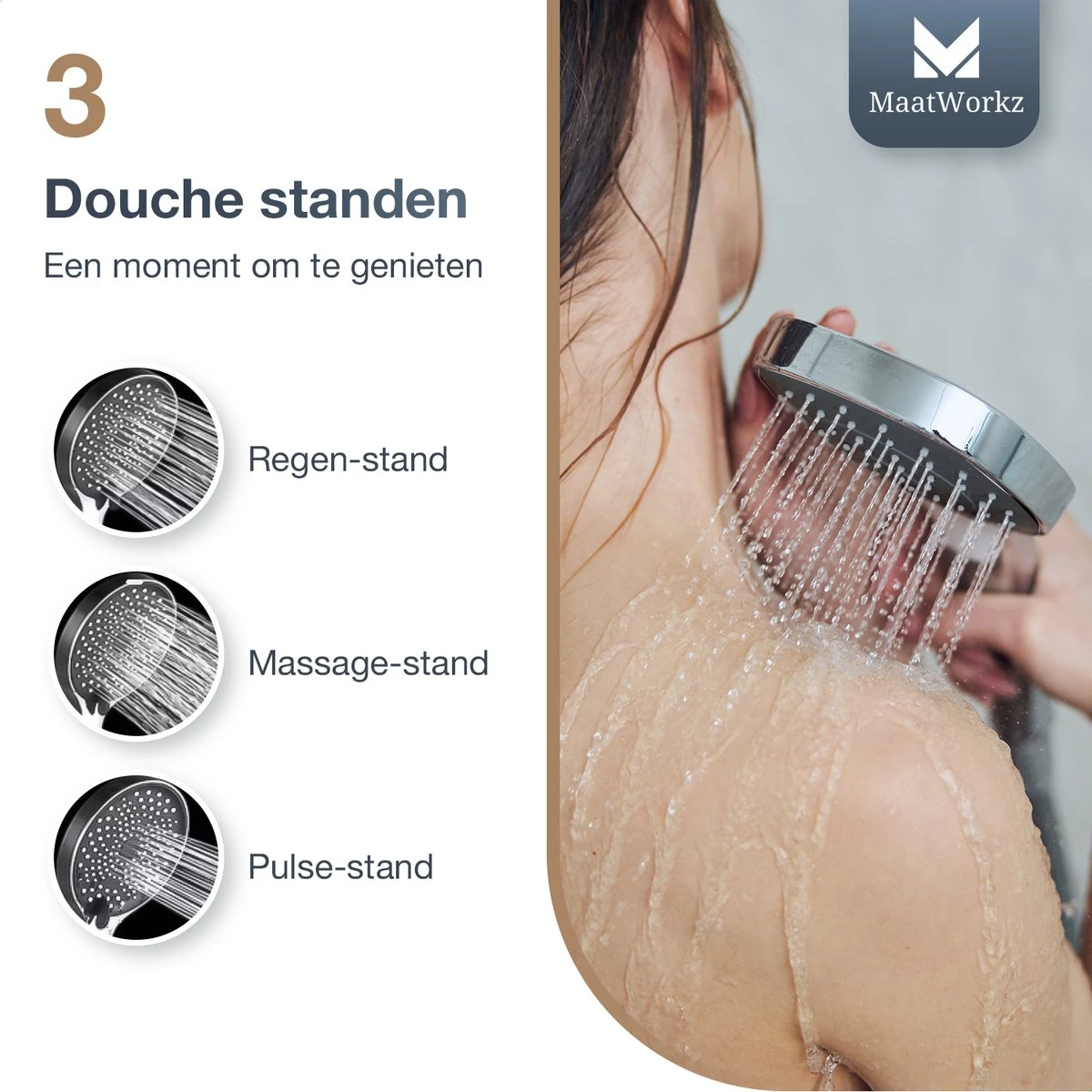 MaatWorkz - Waterbesparende Douchekop + Douchetimer - Handdouche - Hoge Druk - Luxe Design - Regendouche - ø 13 CM - 3 Standen - Chrome 4 MaatWorkz - Waterbesparende Douchekop + Douchetimer - Handdouche - Hoge Druk - Luxe Design - Regendouche - ø 13 CM - 3 Standen - Chrome - Afbeelding 4