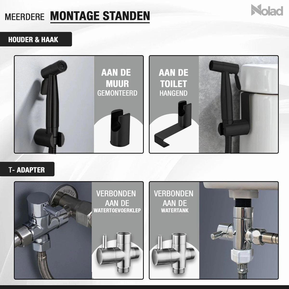 Nolad® Bidet Handdouche - Douchekoppen - Bidet - Handdouche - Zwart 4 Nolad® Bidet Handdouche - Douchekoppen - Bidet - Handdouche - Zwart - Afbeelding 4