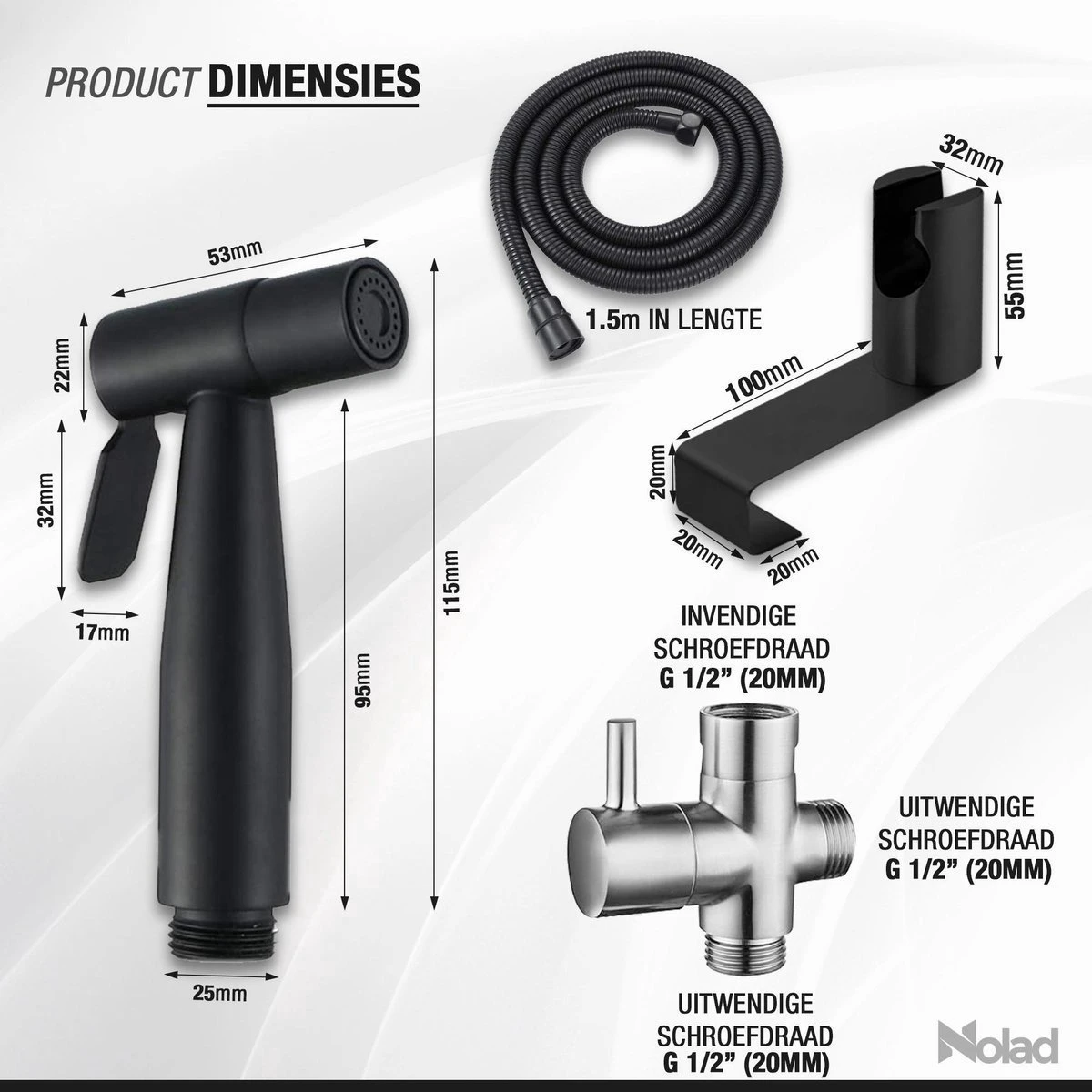 Nolad® Bidet Handdouche - Douchekoppen - Bidet - Handdouche - Zwart 5 Nolad® Bidet Handdouche - Douchekoppen - Bidet - Handdouche - Zwart - Afbeelding 5