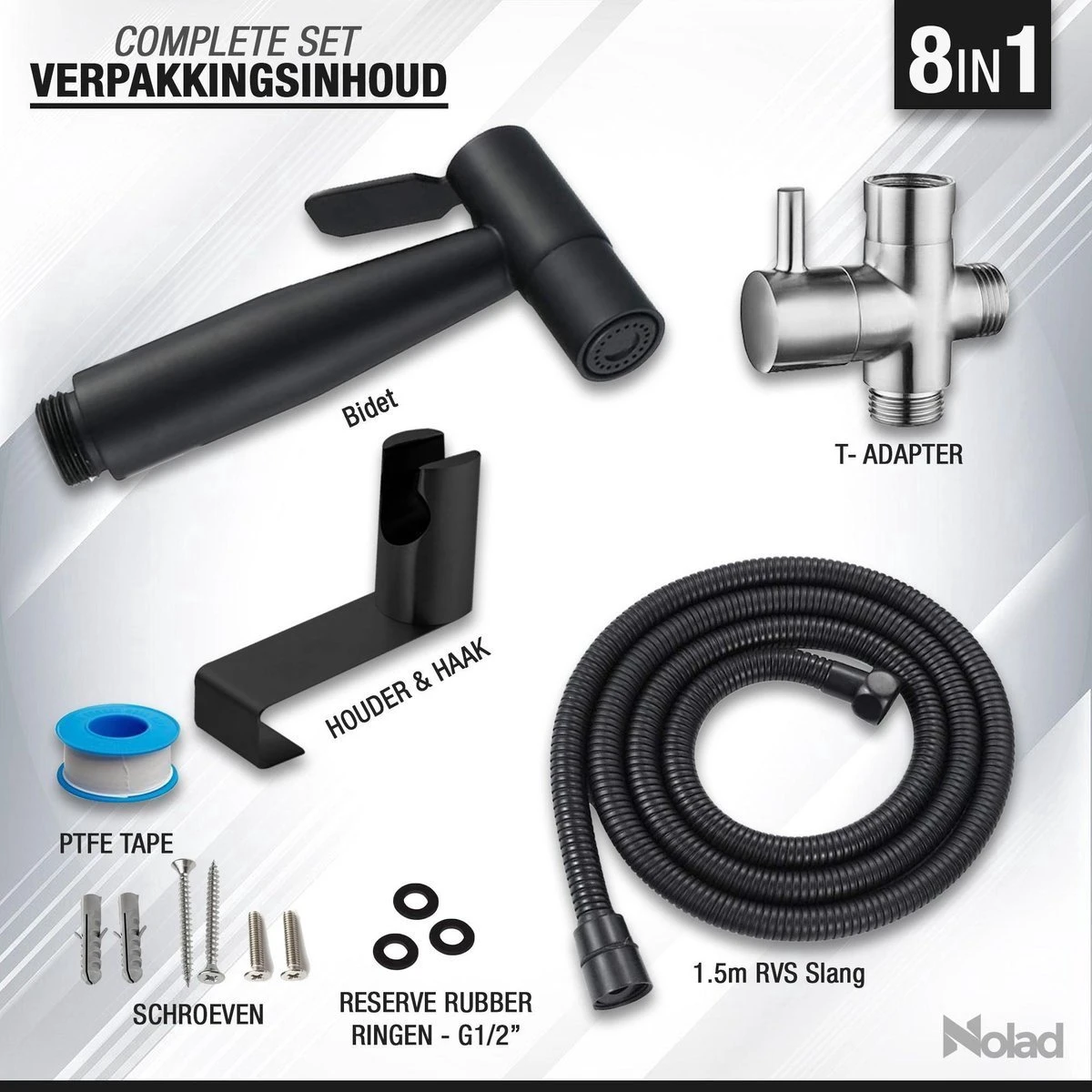Nolad® Bidet Handdouche - Douchekoppen - Bidet - Handdouche - Zwart 7 Nolad® Bidet Handdouche - Douchekoppen - Bidet - Handdouche - Zwart - Afbeelding 7