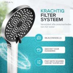 ZIGLA - Waterbesparende Douchekop - Douchekoppen - Regendouche - Hoge Druk - 3 Standen - Handdouche - Chrome -Badkamerproducten 1200x1200 1194