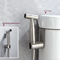 Merkloos Bidet Handdoucheset Uit Geborsteld RVS - Shattaf - Met Slang, T-stuk & Wandhouder -Badkamerproducten 1200x1200 1259