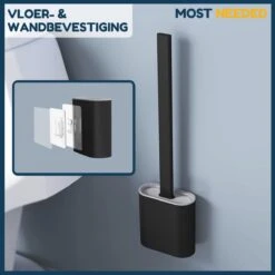 Merkloos Most Needed WC Borstel Met Houder - Siliconen Borstel - Duurzaam - Vrijstaand Of Hangend - Zwart -Badkamerproducten 1200x1200 127