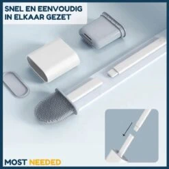 Merkloos Most Needed WC Borstel Met Houder - Siliconen Borstel - Duurzaam - Vrijstaand Of Hangend - Zwart -Badkamerproducten 1200x1200 128