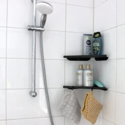 Vannons - Doucherek - Doucherek Hangend - Doucheplankje - Metaal - Set Van 2 - Zwart -Badkamerproducten 1200x1200 130