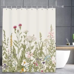 3BMT Douchegordijn Design - Bloemen - 180 X 200 Cm - Met Ringen
