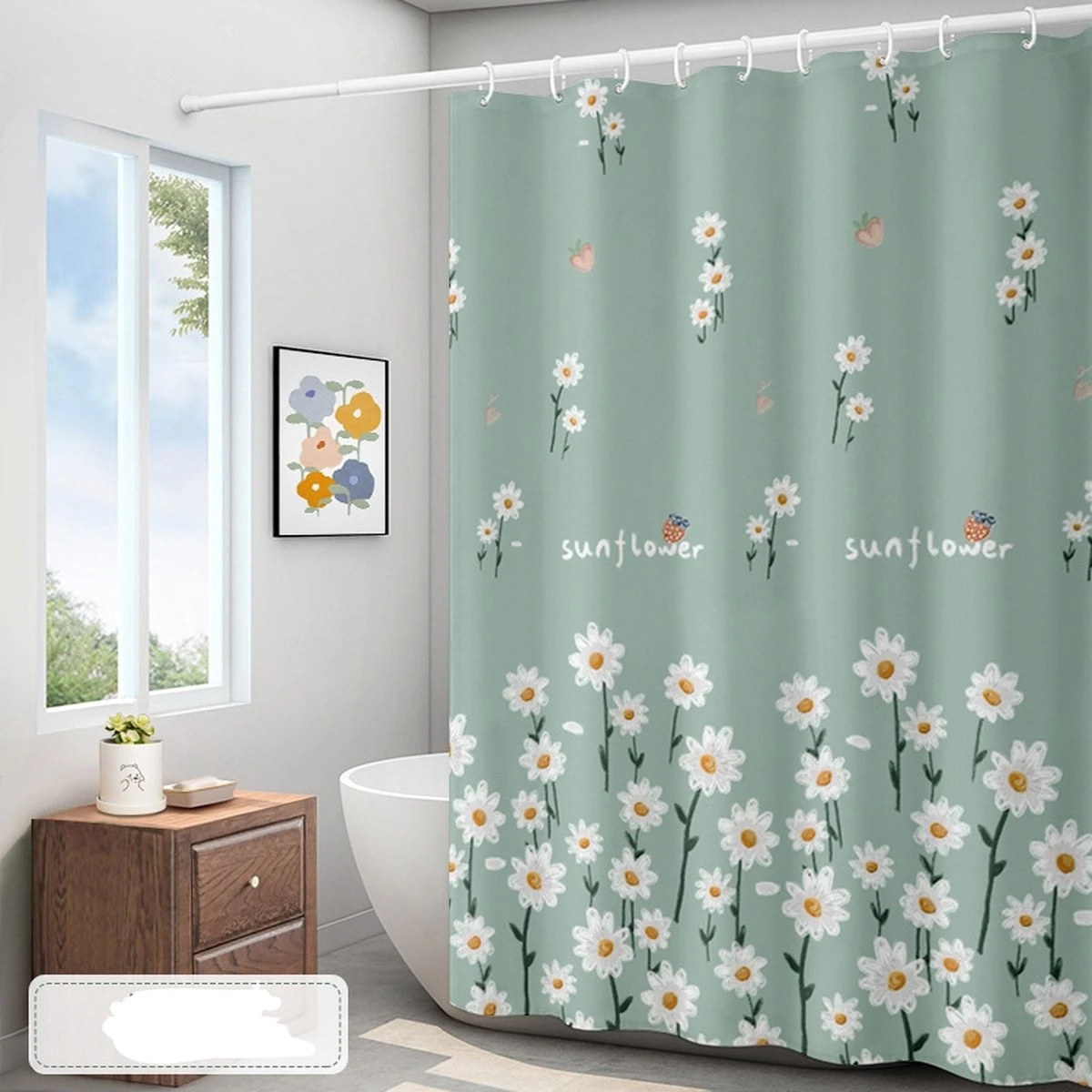 Merkloos Douchegordijn Polyester Douchegordijn Digitaal Printen Verdikt Waterdicht Badkamergordijn Balkongordijn Inclusief Ringen 180x200cm (madeliefje) 1 Merkloos Douchegordijn Polyester Douchegordijn Digitaal Printen Verdikt Waterdicht Badkamergordijn Balkongordijn Inclusief Ringen 180x200cm (madeliefje)