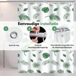 VAIVE Douchegordijn Groen 180x200 - Anti Schimmel - Douchegordijnen - Ringen -Badkamerproducten 1200x1200 1356