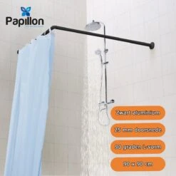 Papillon Douchegordijnstang - 90x90 Cm - Aluminium - Zwart -Badkamerproducten 1200x1200 1376