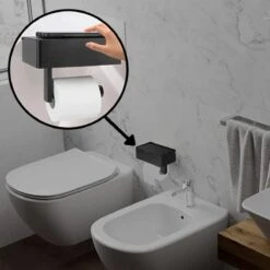 Toiletrolhouder - Plankje & Bakje - Planchet Opbergruimte - WC Rolhouder - Zelfklevend Of Borend - RVS - Waterbestendig - Rheme -Badkamerproducten 1200x1200 139