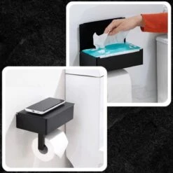 Toiletrolhouder - Plankje & Bakje - Planchet Opbergruimte - WC Rolhouder - Zelfklevend Of Borend - RVS - Waterbestendig - Rheme -Badkamerproducten 1200x1200 142