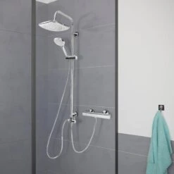 Cornat® SQUARE NEO - Roestvrij Staal Doucheset – Industrieel - Hoofd- En Handdouche - Douchesysteem - Waterbesparend – Reno Functie -Badkamerproducten 1200x1200 1439