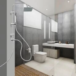 Niceey Doucheset - Regendouche - Handdouche - Verstelbaar - Vierkant - Chroom -Badkamerproducten 1200x1200 1440