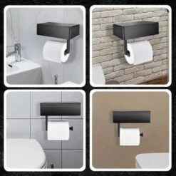 Toiletrolhouder - Plankje & Bakje - Planchet Opbergruimte - WC Rolhouder - Zelfklevend Of Borend - RVS - Waterbestendig - Rheme -Badkamerproducten 1200x1200 145