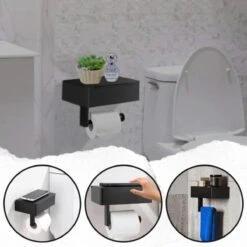 Toiletrolhouder - Plankje & Bakje - Planchet Opbergruimte - WC Rolhouder - Zelfklevend Of Borend - RVS - Waterbestendig - Rheme -Badkamerproducten 1200x1200 146