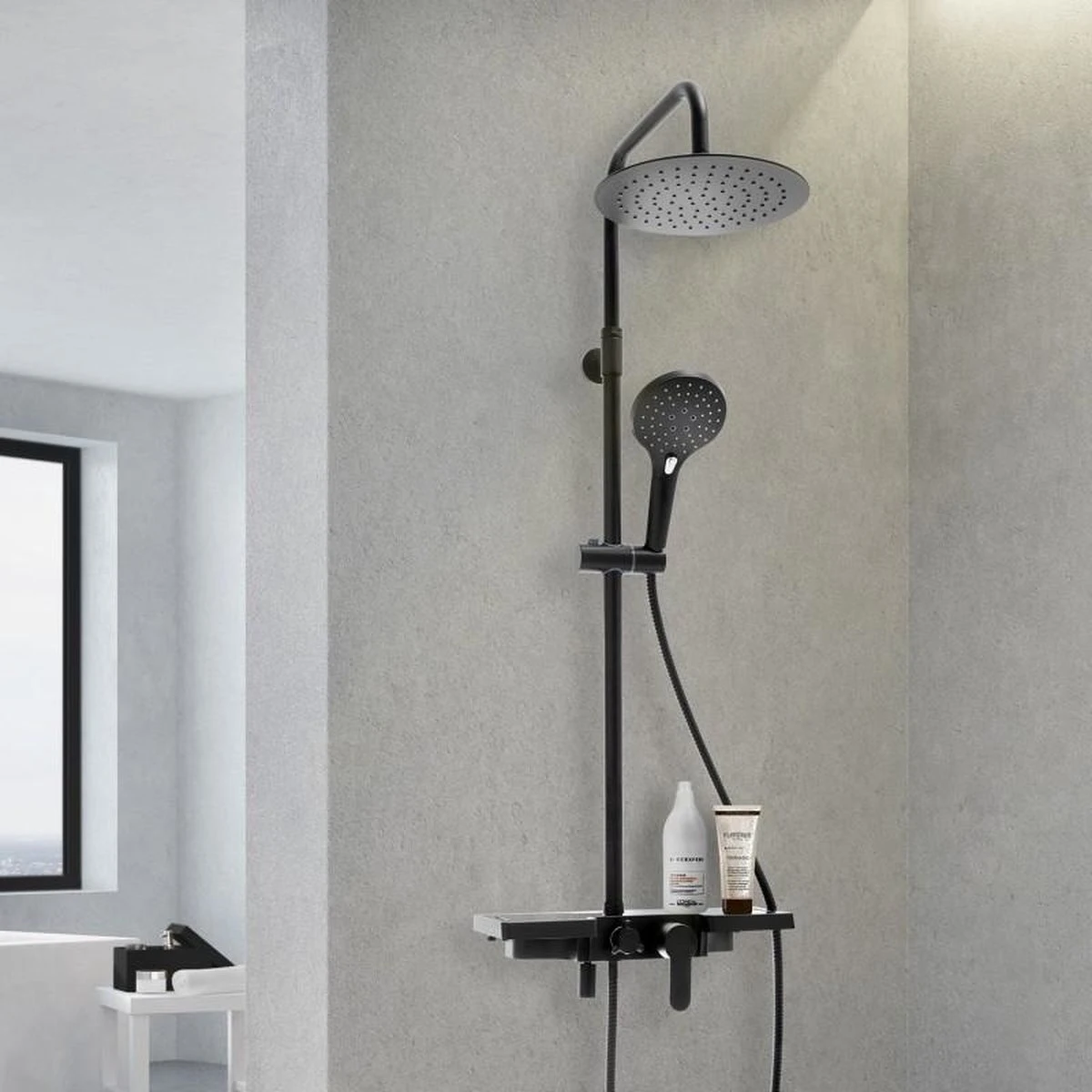 Doucheset - Met Douchemengkraan - En Regendouche - Zwart 2 Doucheset - Met Douchemengkraan - En Regendouche - Zwart - Afbeelding 2