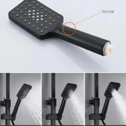 Merkloos Compleet Douchesysteem | ABS Doucheset | Mat Zwarte Hoofddouche En Handdouche | Vierkante Regendouche Voor Badkamer | Verstelbaar | Temperatuur Display | 360° Draaibaar -Badkamerproducten 1200x1200 1467