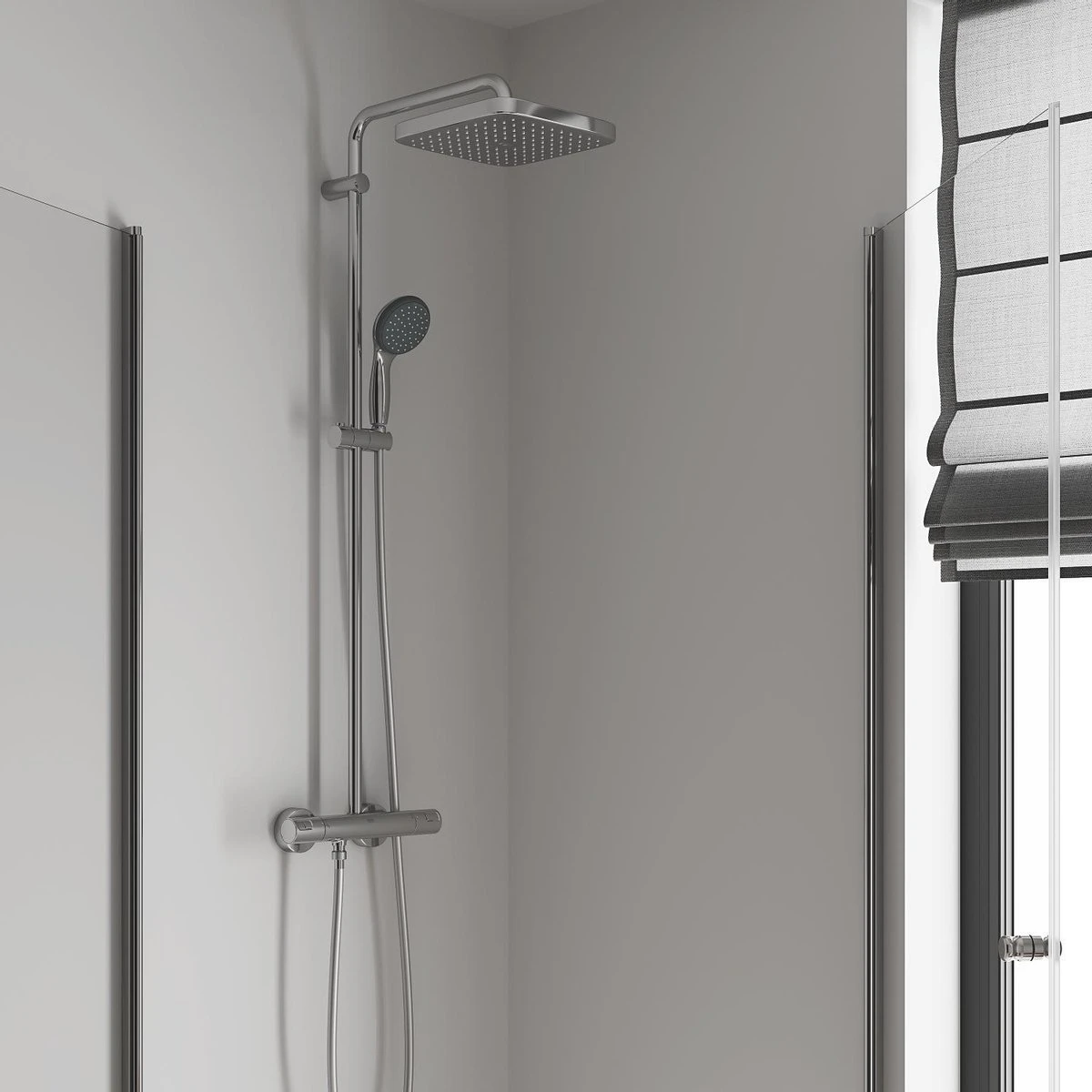 GROHE QuickFix Vitalio Start 250 Regendouche - □ 25 Cm - Vierkant - Met Thermostaatkraan - Chroom 5 GROHE QuickFix Vitalio Start 250 Regendouche - □ 25 Cm - Vierkant - Met Thermostaatkraan - Chroom - Afbeelding 5