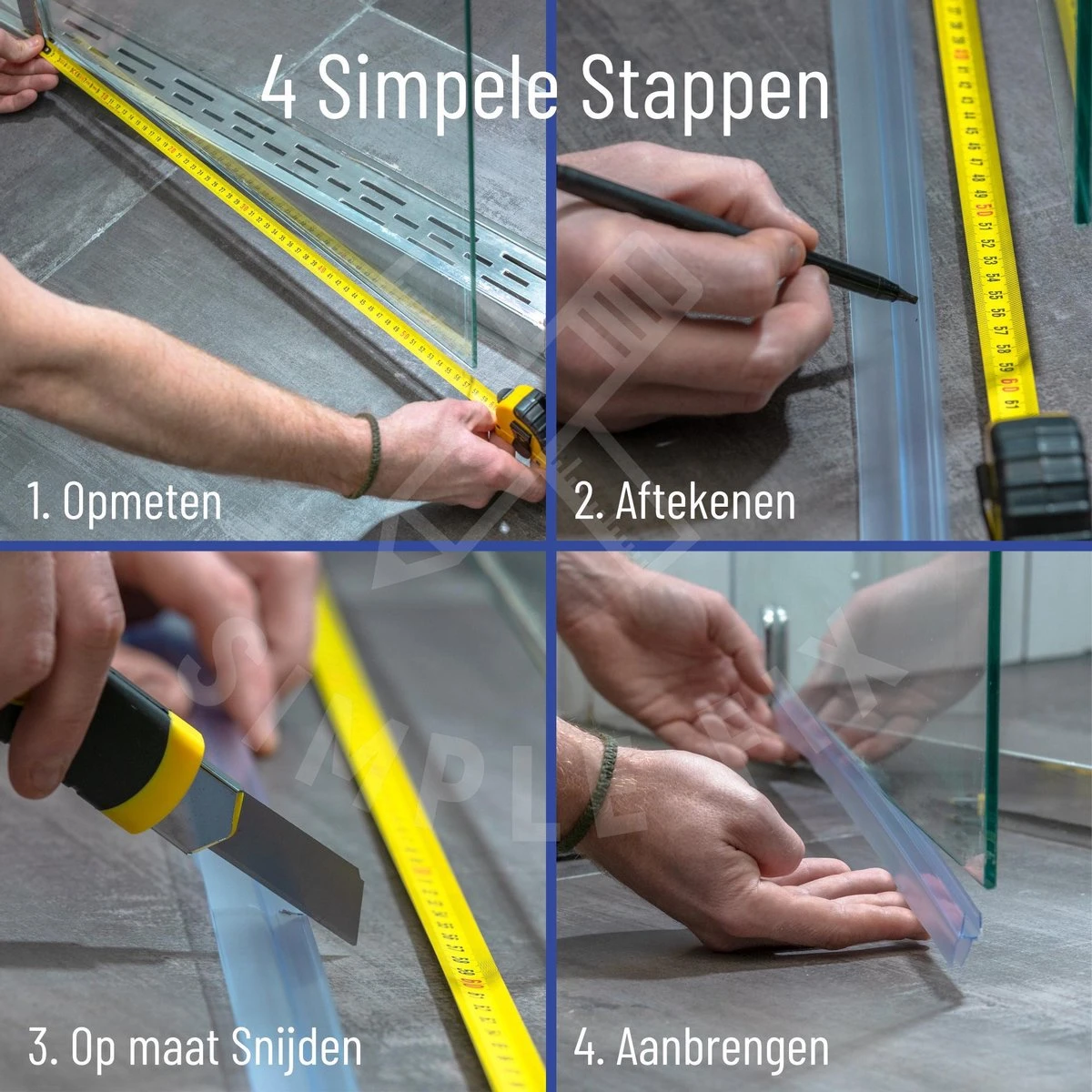 Simple Fix Lekstrip - Douchestrip - Waterkering - 80CM Lang - 6MM Glasdikte - Lekdorpel 2 Simple Fix Lekstrip - Douchestrip - Waterkering - 80CM Lang - 6MM Glasdikte - Lekdorpel - Afbeelding 2