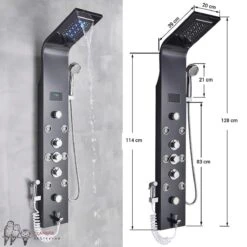 Douchepaneel Met Massage - Regendouche - Massage Jets - Waterval Douche - Met Thermostaatkraan En Handdouche - Zwart - Opbouw - Douchekop - Flanner® 11 Douchepaneel Met Massage - Regendouche - Massage Jets - Waterval Douche - Met Thermostaatkraan En Handdouche - Zwart - Opbouw - Douchekop - Flanner® -Badkamerproducten 1200x1200 1565