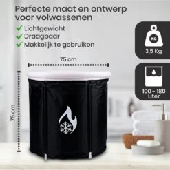 Opvouwbaar Zitbad Voor Volwassenen - Bath Bucket - Ijsbad - Inklapbaar Bad - Zwart - Opblaasbad - Inclusief Voetpomp - Inclusief Ingebouwd Zitkussen -Badkamerproducten 1200x1200 1568