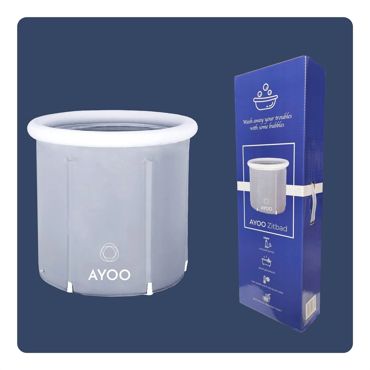 AYOO® Zitbad - Opblaasbaar Bad - Opvouwbaar Bad - Wim Hof Methode - Ijsbad - Badkuip - Zitbad Voor Volwassenen - Bathtub - Zitbaden - Bath Bucket - Inclusief Voetpomp - Grijs 7 AYOO® Zitbad - Opblaasbaar Bad - Opvouwbaar Bad - Wim Hof Methode - Ijsbad - Badkuip - Zitbad Voor Volwassenen - Bathtub - Zitbaden - Bath Bucket - Inclusief Voetpomp - Grijs - Afbeelding 7