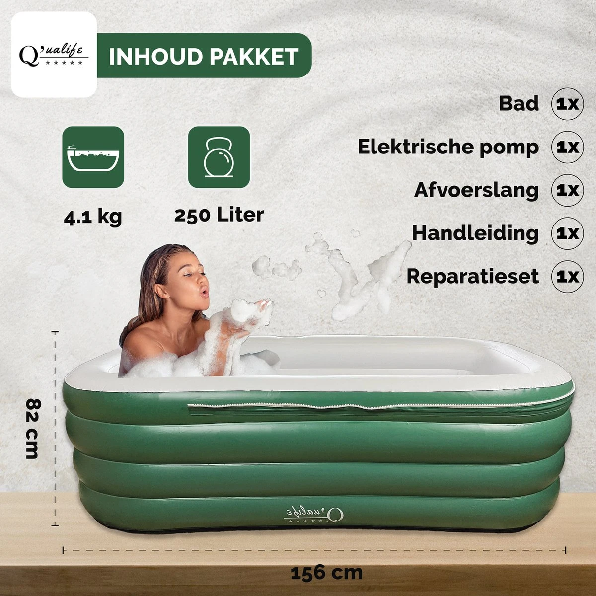 Q’ualife® Opblaasbaar Bad – Ligbad – Zitbad – Opblaasbaar Ligbad – Bad – Badkuip Volwassenen 5 Q’ualife® Opblaasbaar Bad – Ligbad – Zitbad – Opblaasbaar Ligbad – Bad – Badkuip Volwassenen - Afbeelding 5