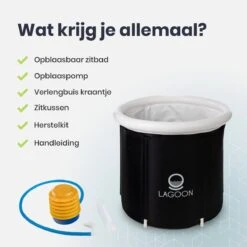 Lagoon® Opblaasbaar Zitbad Voor Volwassenen Bathbucket - Met Relaxing Giftset - Wim Hof Methode - Opvouwbaar & Inklapbaar Spa Bad - Bath Bucket - IJsbad - Opblaasbad - Dompelbad -Badkamerproducten 1200x1200 1677