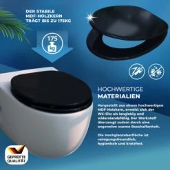 Casaria Wc-bril Met Deksel Sluitingsmechanisme Toiletzitting MDF Zwart -Badkamerproducten 1200x1200 1788