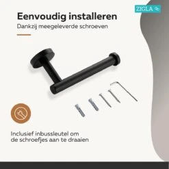 Zigla - WC Rolhouder – Toiletrolhouder – Toiletpapierhouder - WC Rol Houder – RVS – Zwart -Badkamerproducten 1200x1200 186